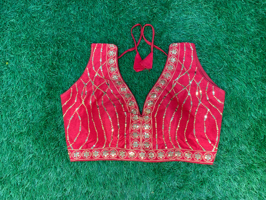 Red sequence blouse