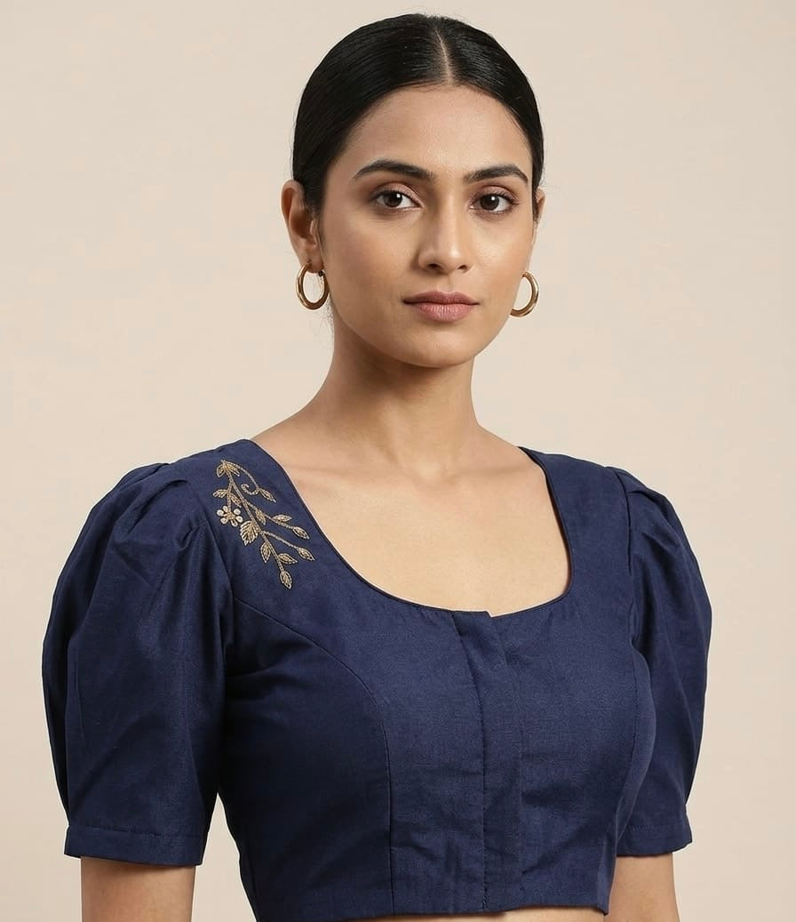 Navy blue back design Blouse 👚 puff hands
