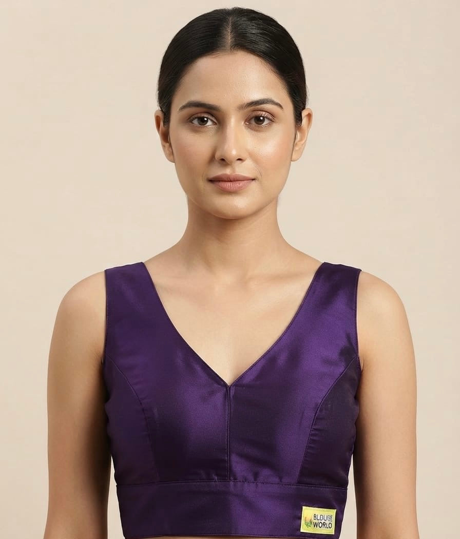 Rich Silk Blouse 👚 with elbow hands  (36 size dark purple