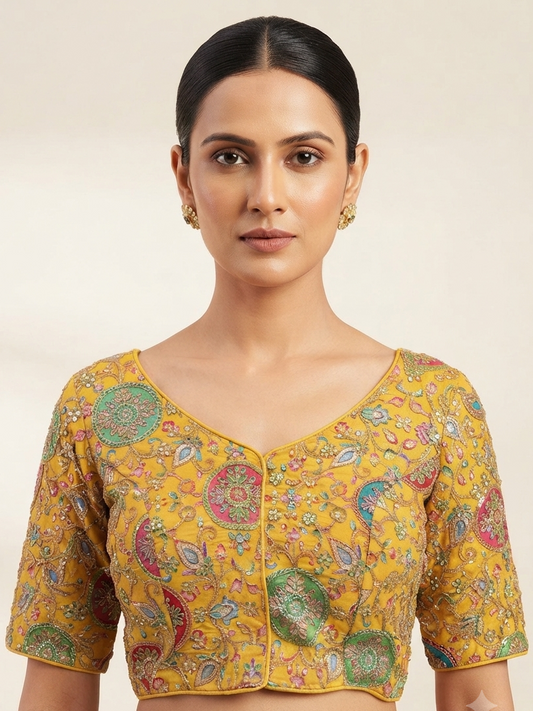 Fancy embroidery Blouse 👚 with sleeves
