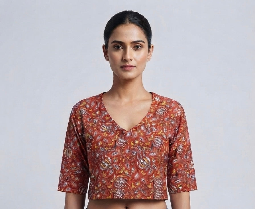 Kalamkari Blouse 👚 red colour 🪷stretchable
