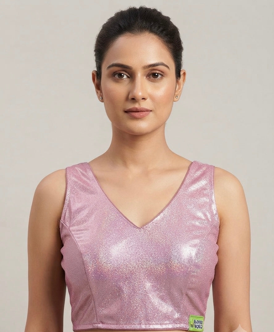 Traditional fancy shimmer Blouse with short hands shiny ✨