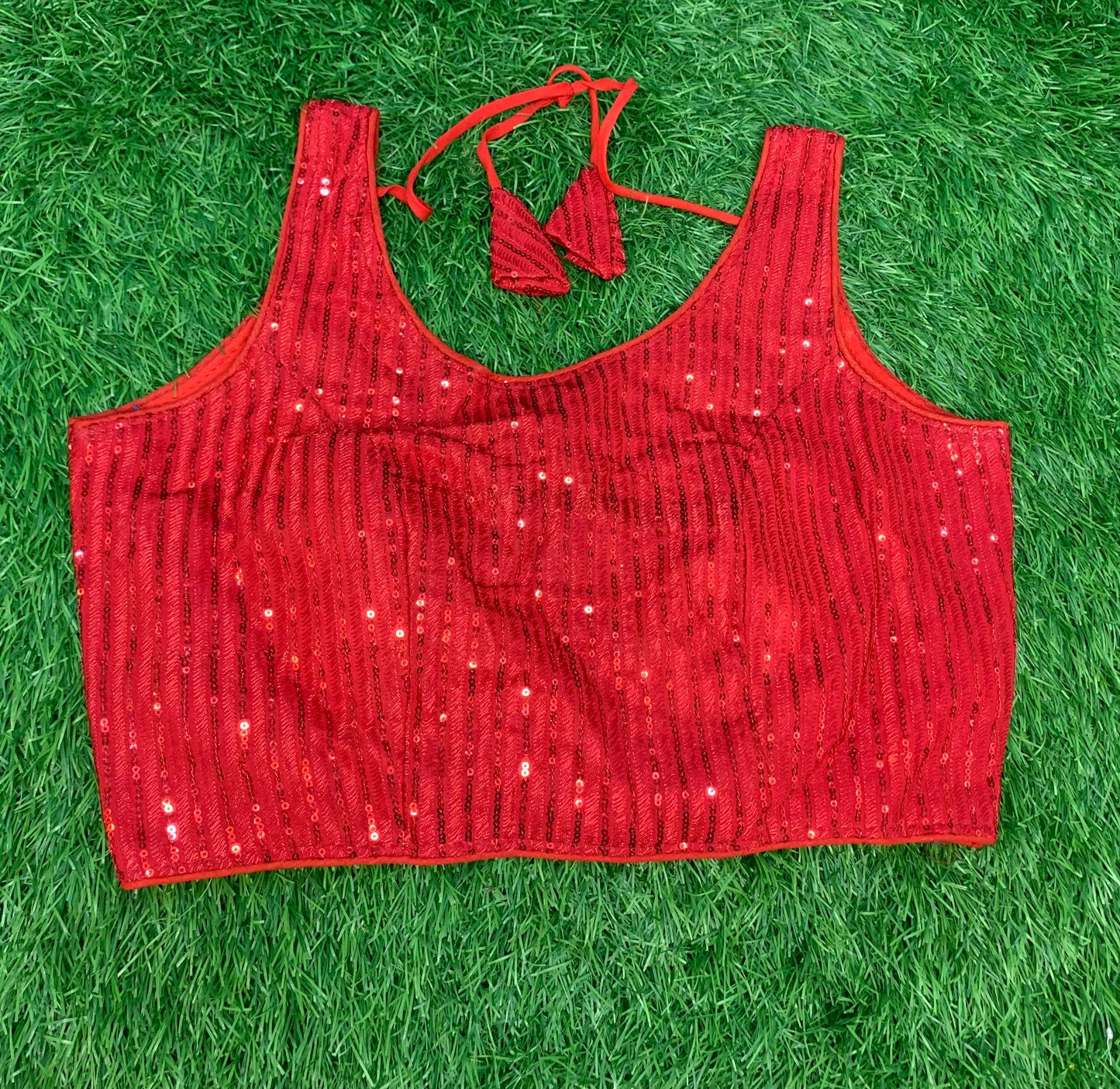Red sequence blouse