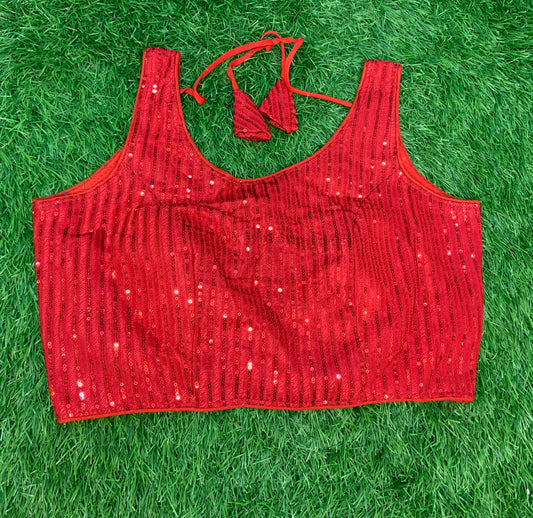 Red sequence blouse
