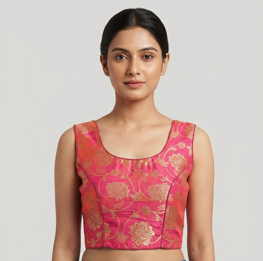 Banaras peach pink Blouse 👚 with hands