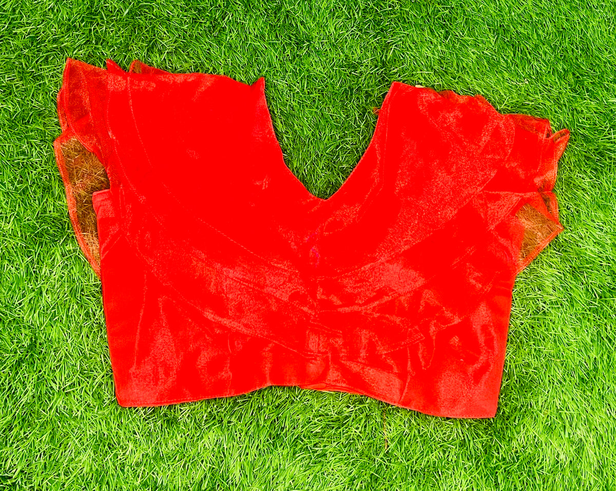 Red shiny blouse