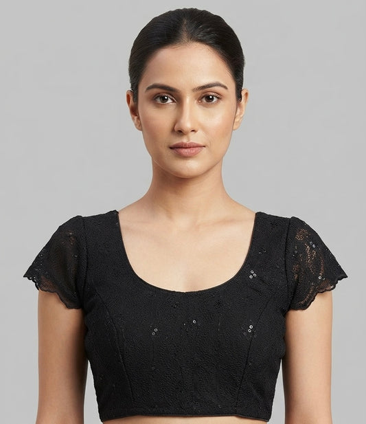 Black sequin puff hands Blouse 👚