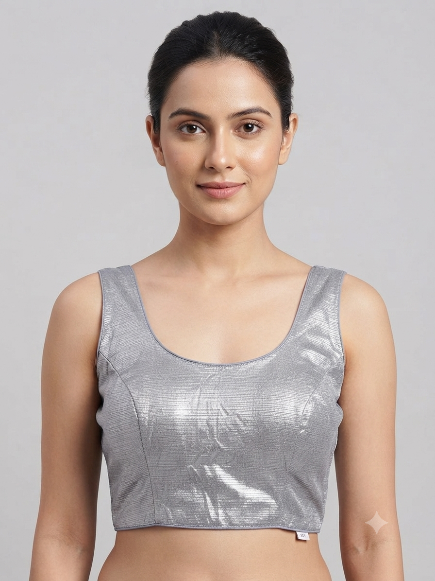 Grey shiny Blouse with hands