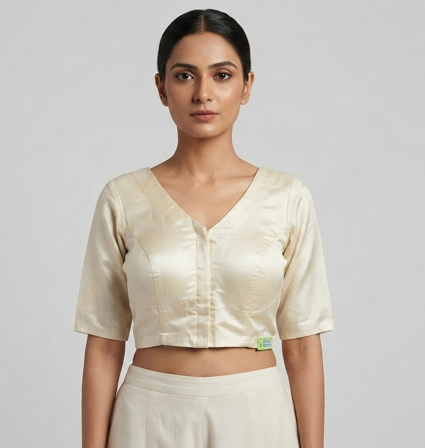 Tissue plain V-neck Blouse 👚 with sleeves🌸