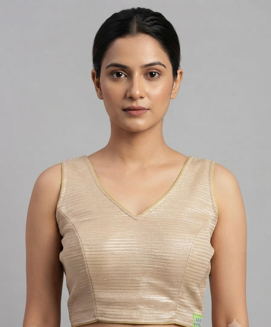 Shimmer fancy V- neck Blouse 👚 with short hands ✨