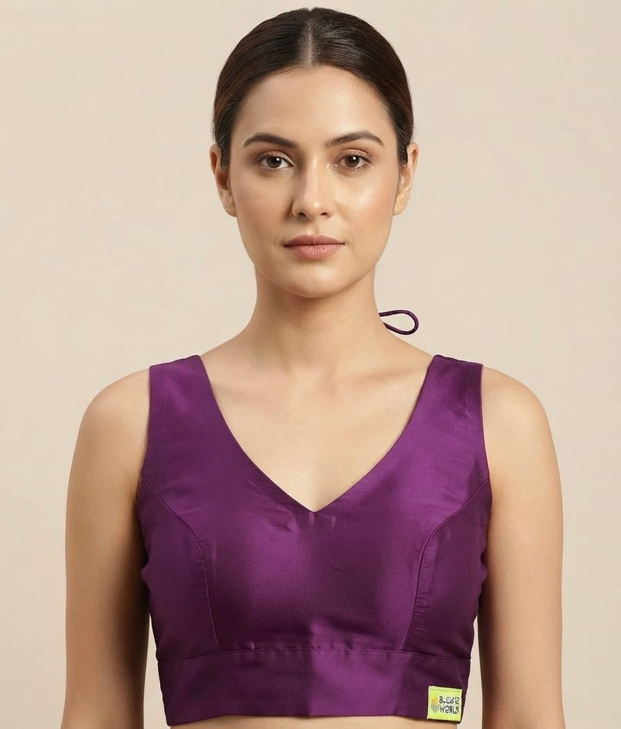 Premium Silk Blouse 👚 with elbow hands V-neck (36 size