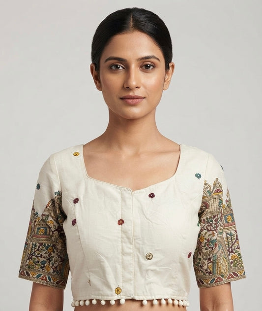 Fancy thread work cotton Blouse 👚 with sleeves