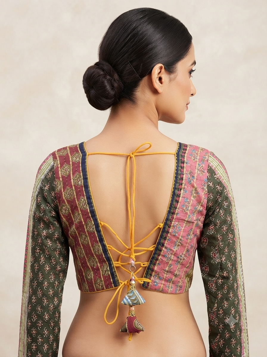 Premium multicolour backless full sleeve Blouse 👚