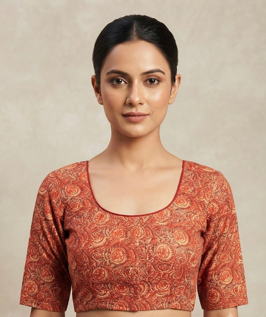 Kalamkari stretchable Blouse 👚 red colour