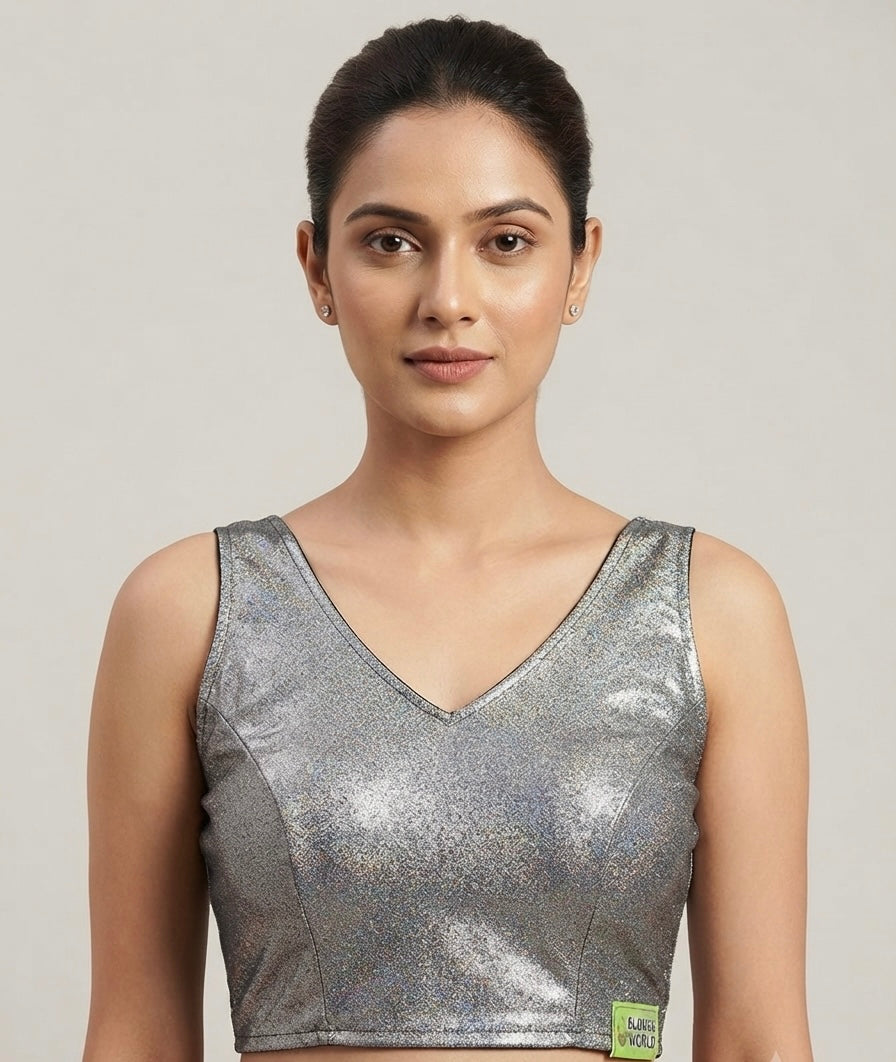 Traditional fancy shimmer Blouse with short hands shiny ✨