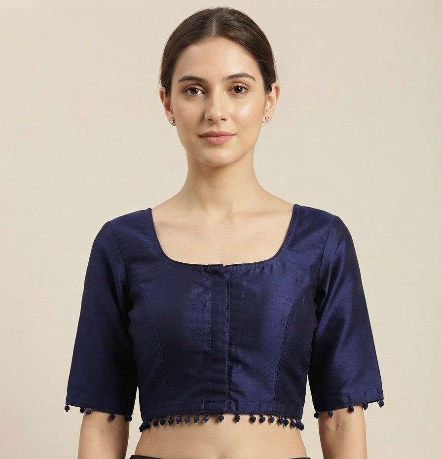 Fancy Blouse navy blue with sleeves