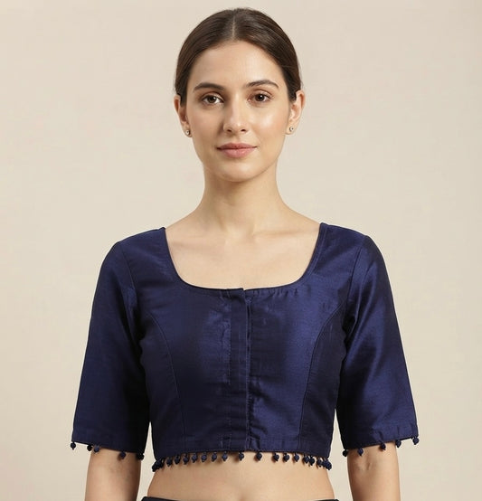 Fancy Blouse navy blue with sleeves