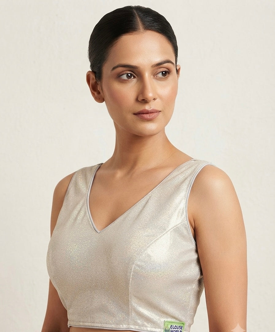 Traditional fancy shimmer Blouse with short hands shiny ✨