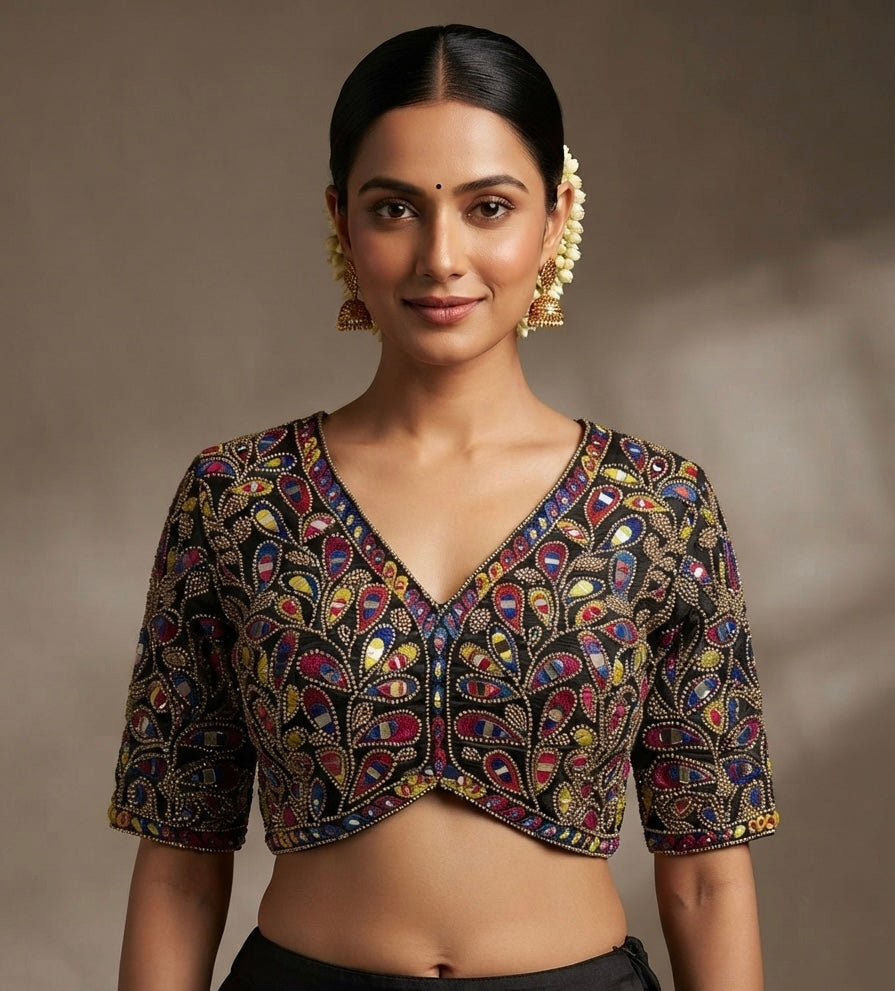 Premium multicolour kardana work mirror work blouse 👚