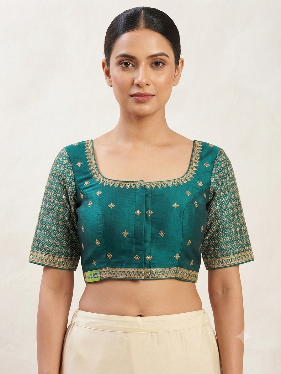 Pure embroidery raw silk Blouse 👚 ￼￼