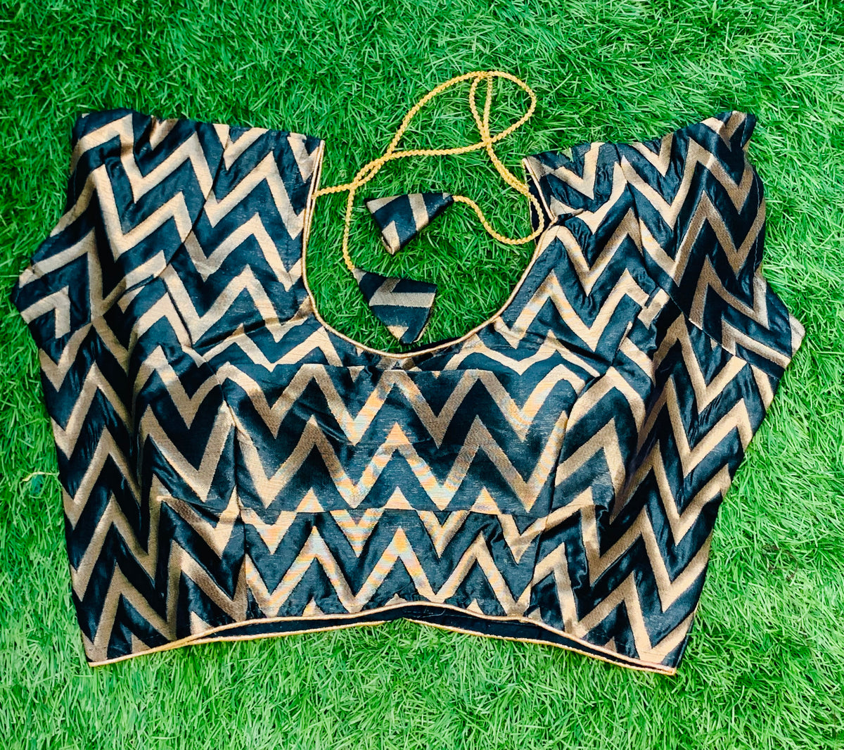 Bottle green fancy with gold zari mega sleeve