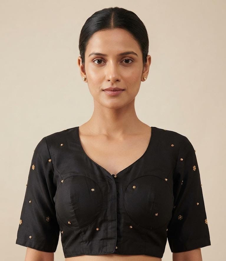 Fancy printed Blouse 👚 black colour with hands