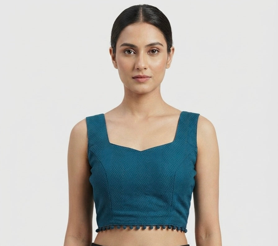 Fancy Blouse 👚 with hands Rama blue