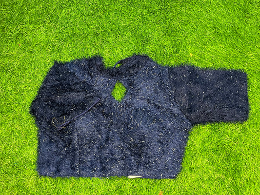 Navy blue far blouse