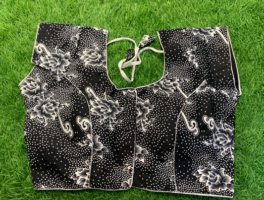 Black digital print fancy blouse 👚