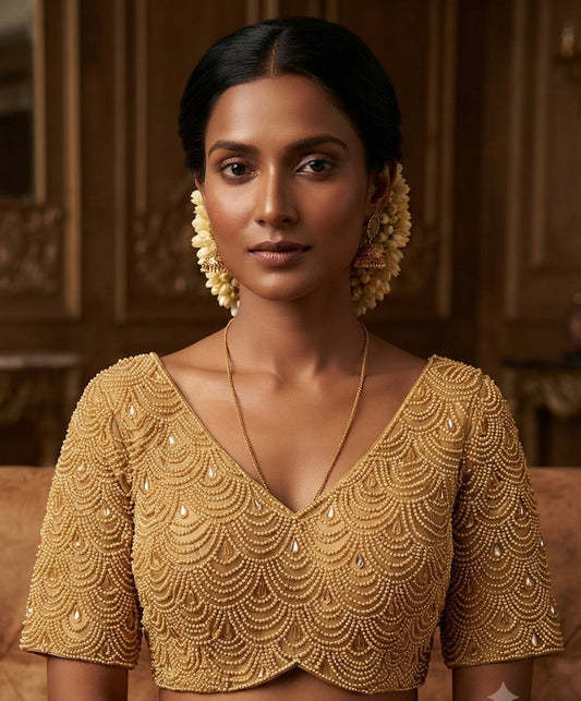 Golden Pearl work with sleeve Blouse 👚