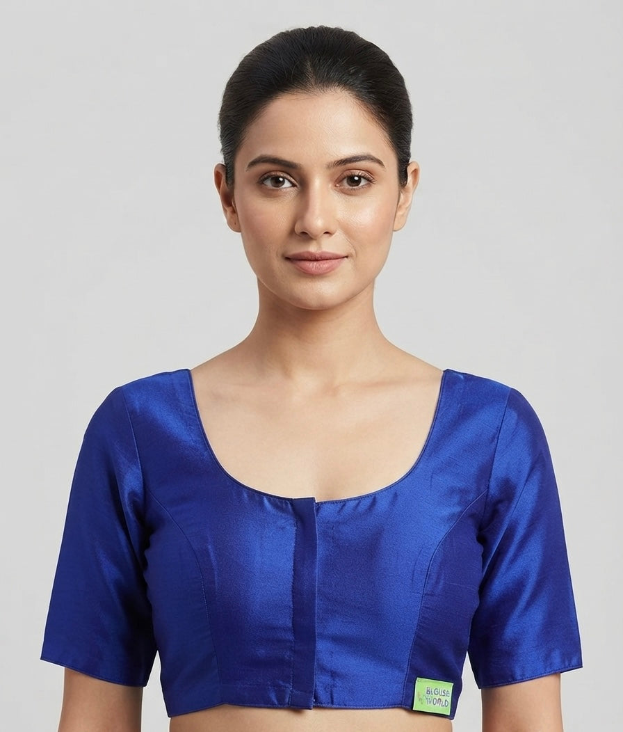 Royal silk Blouse 👚 with sleeves (36 size- Royal blue