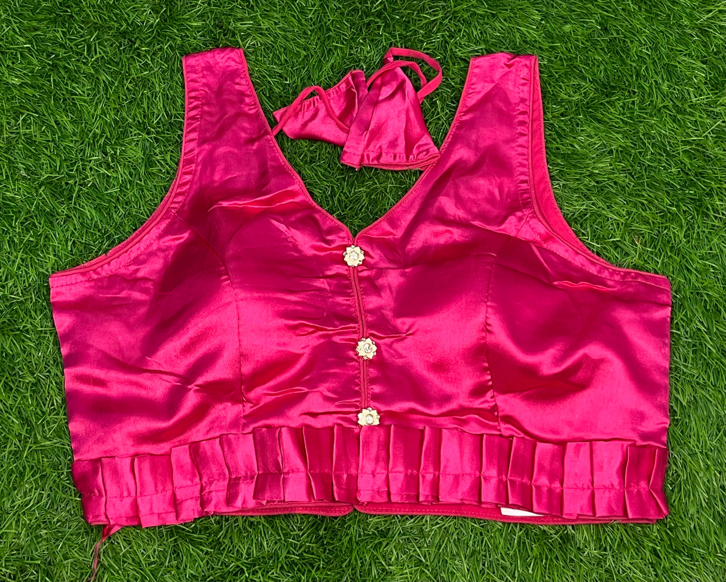 Pink santin silk with hands blouse