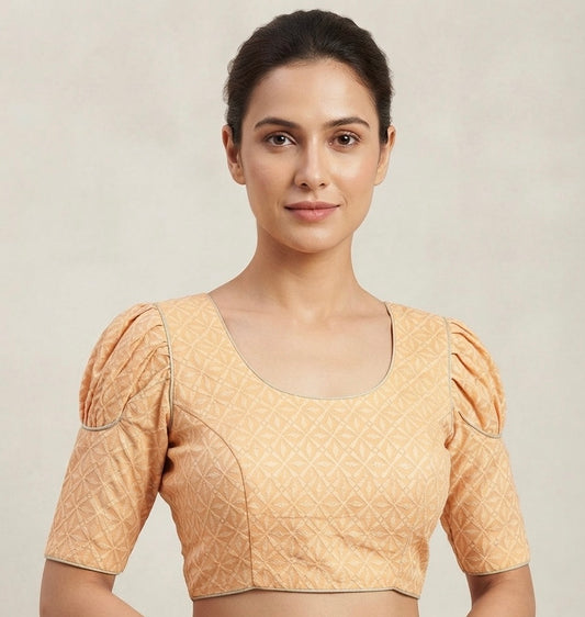 Golden chikankari work puff hands Blouse 👚