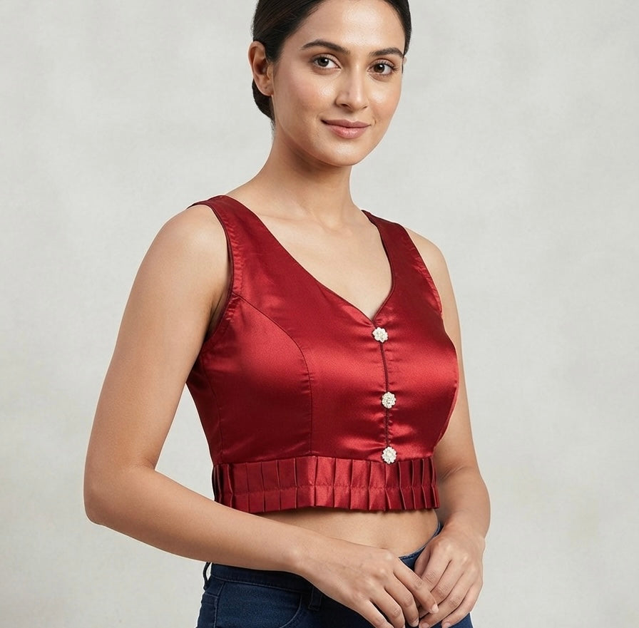 Marron silk Blouse 👚 with hands