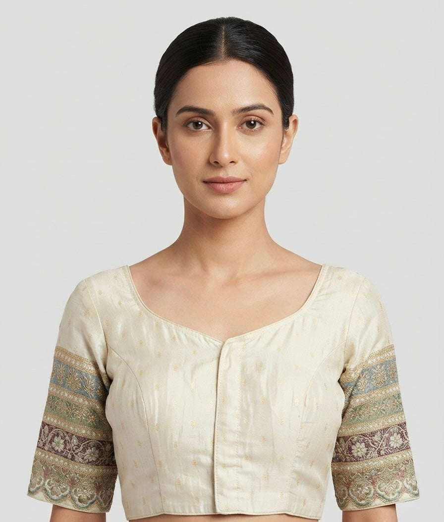 Tissue embroidery hand work Blouse 👚 with sleeves