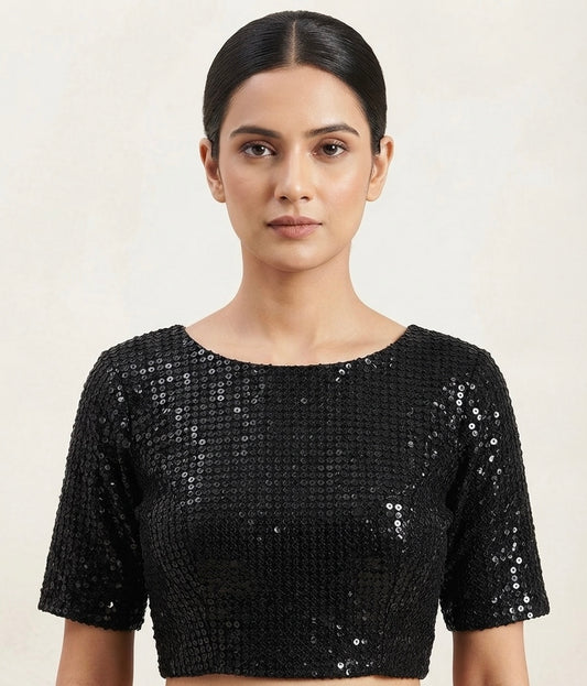 Black sequin work with sleeve Blouse 👚