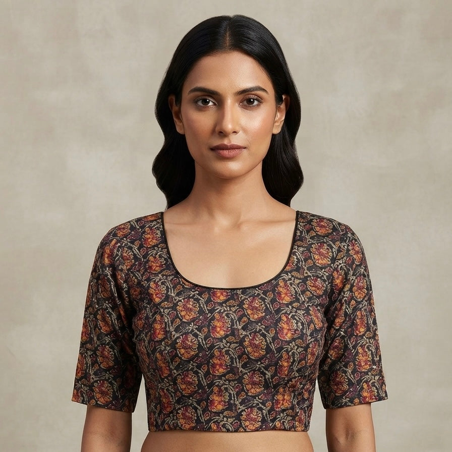 Kalamkari stretchable Blouse 👚 back colour