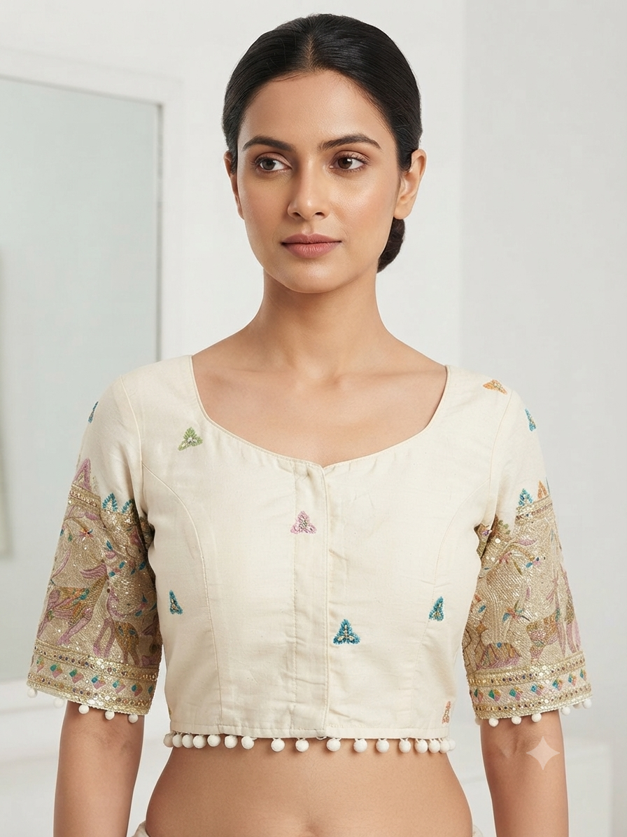 Sequin hand work Blouse 👚 with sleeves