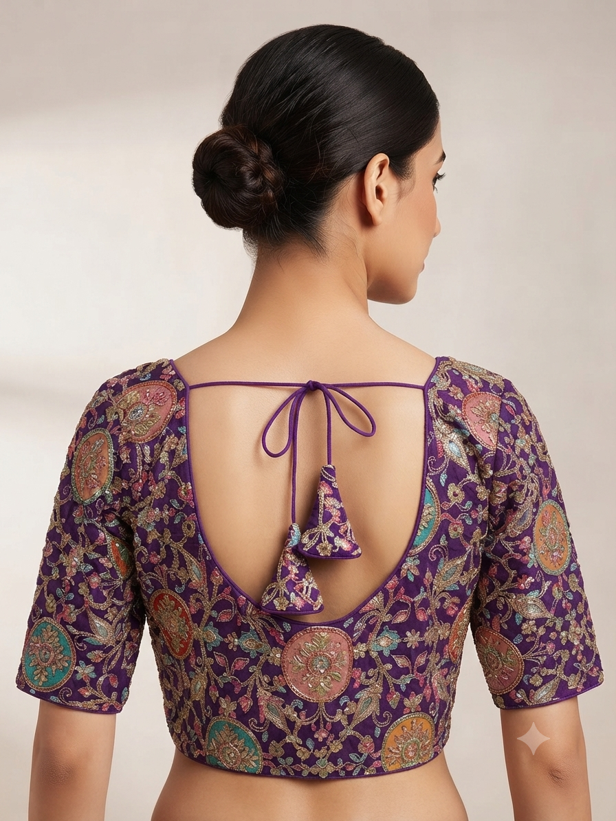 Sequin embroidery Blouse 👚 with sleeves✨