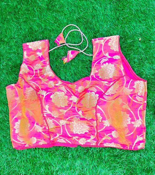 Dual shade golden flower print with hands blouse
