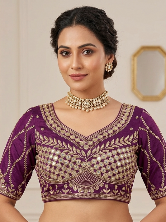 Dark purple tissue sequence designer blouse 👚