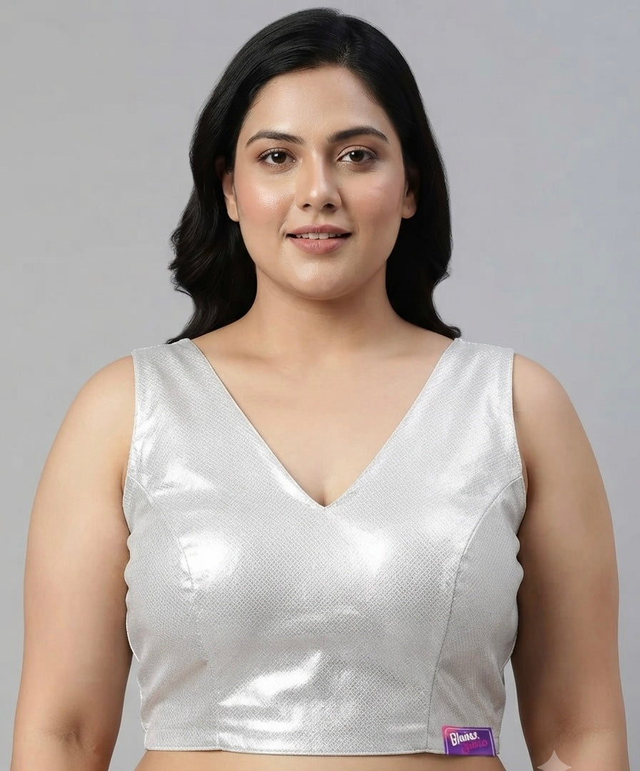 Silver Pearl Shine Blouse 👚 with hands ✨plus size