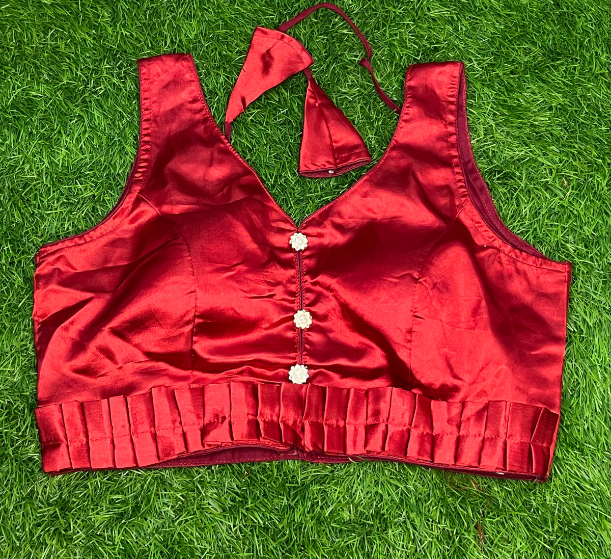 Marron red fancy blouse with hands