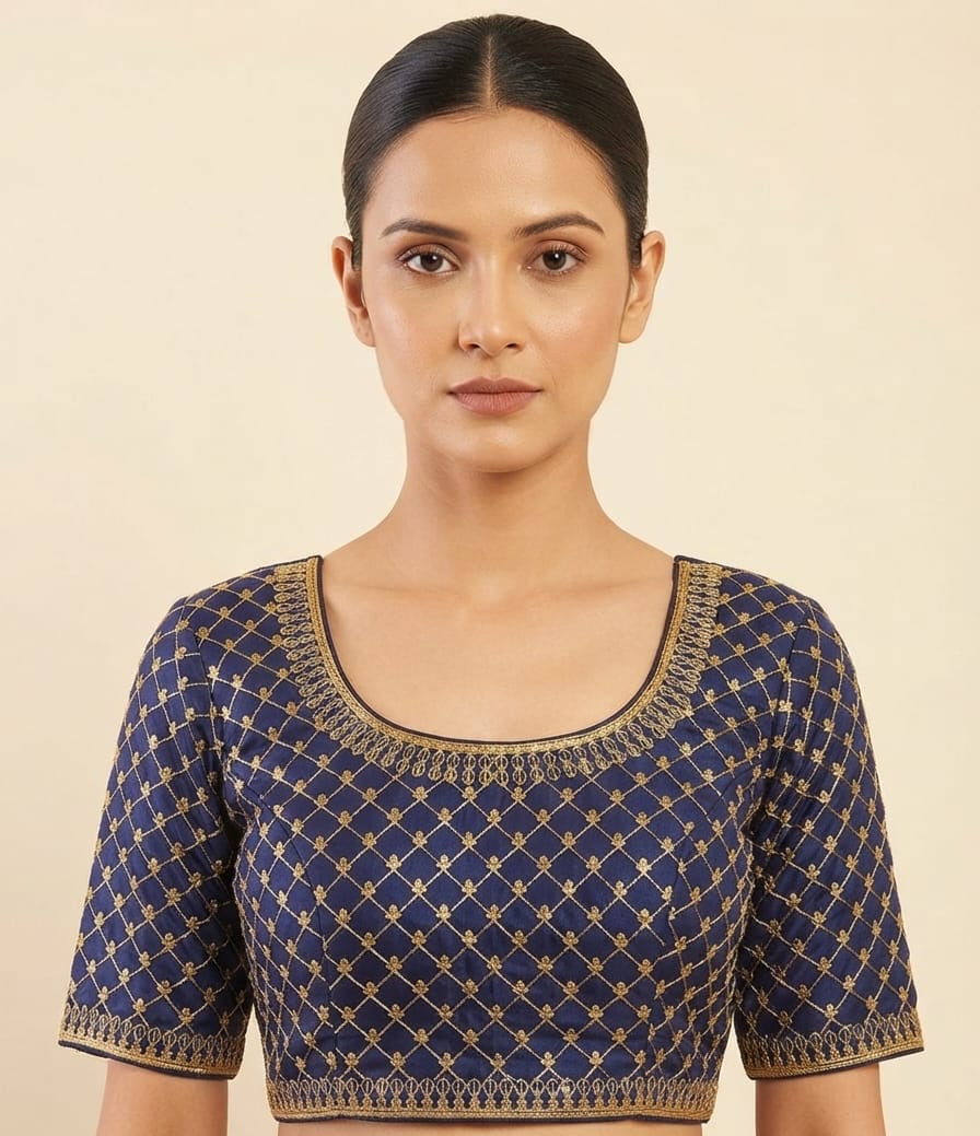 Navy blue embroidery work Blouse 👚 with hands
