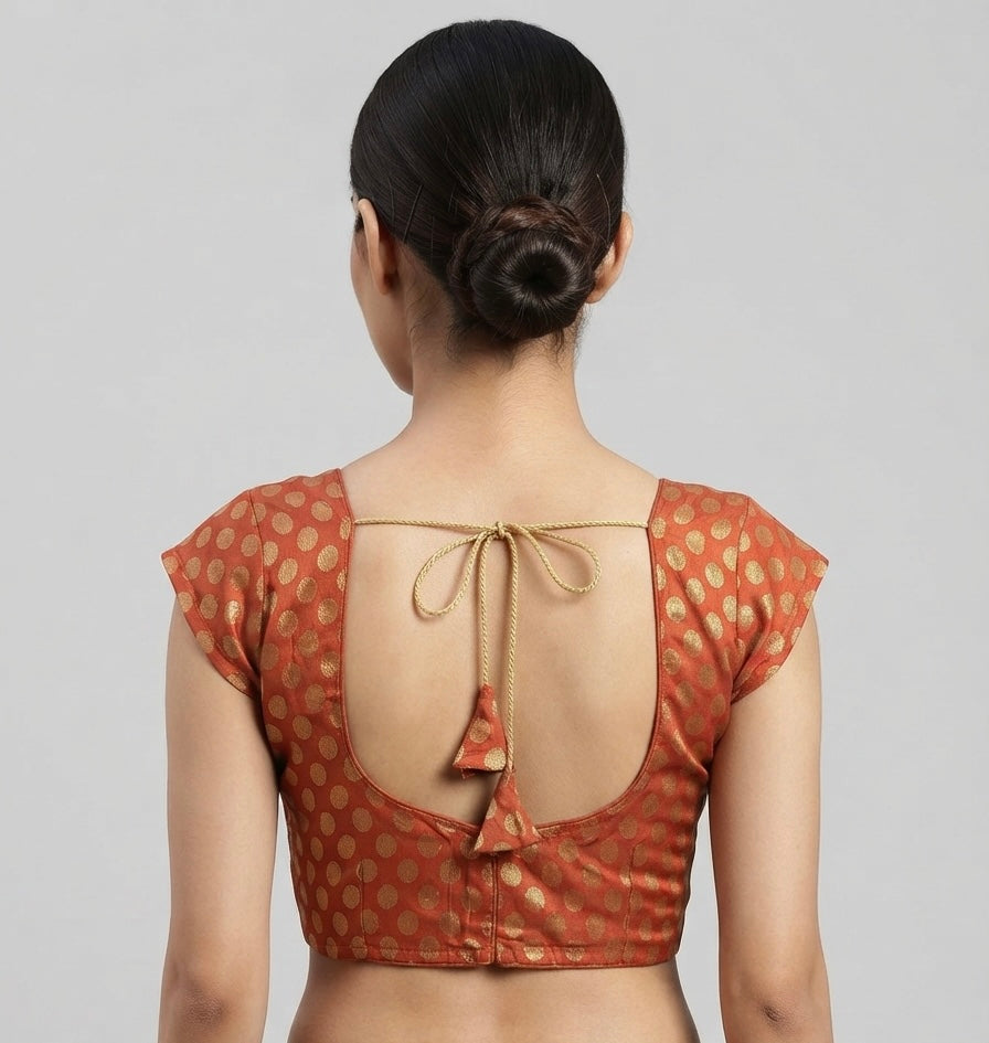 Dots printed Blouse 👚 with mega hands Marron colour