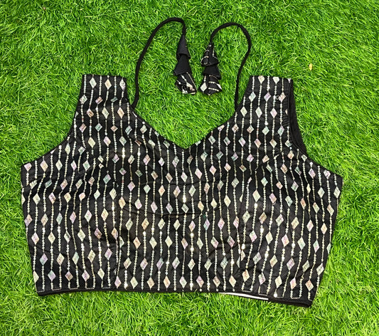 Black multicolour blouse with blouse