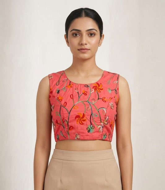 Pink thread work Blouse 👚 with hands