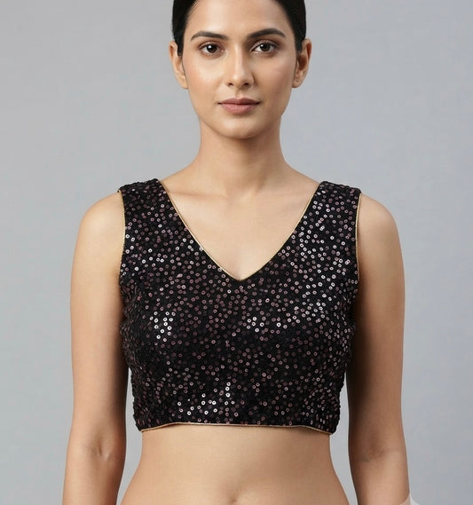Sequence work Blouse 👚 sleeveless black colour