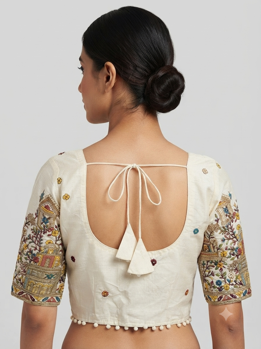 Fancy thread work cotton Blouse 👚 with sleeves