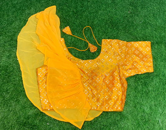 Mustard yellow with sequence fancy blouse